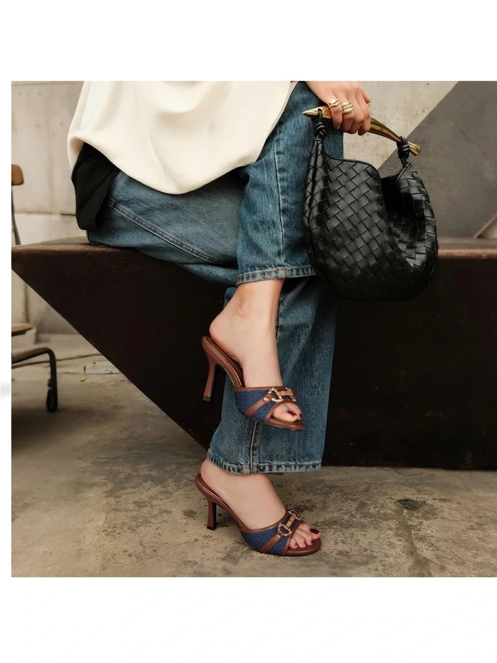 Stiletto Heeled Mules Open Toe Slip On Dress Shoes Comfortable Party